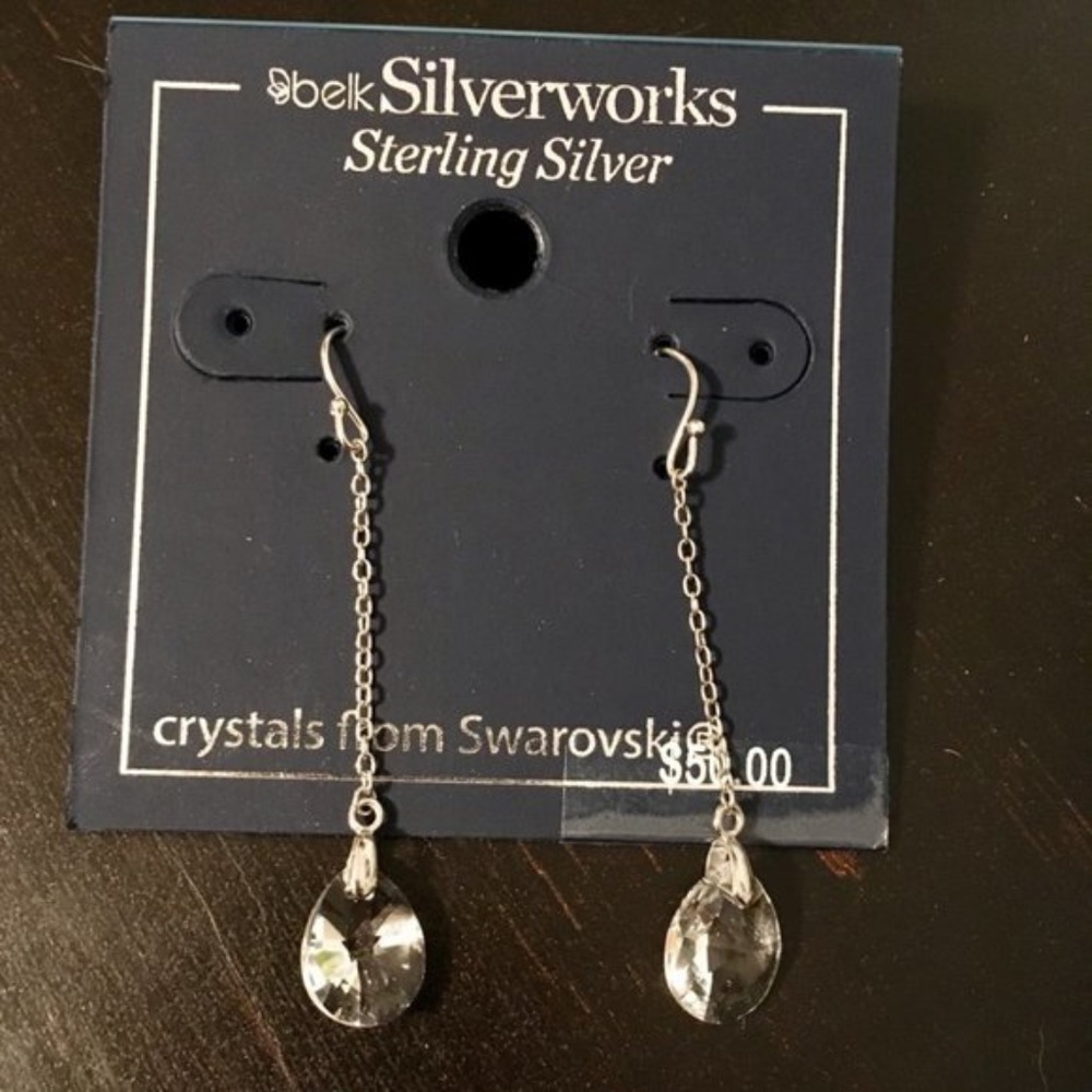 Belk Sterling Silver Teardrop Swarovski Crystal